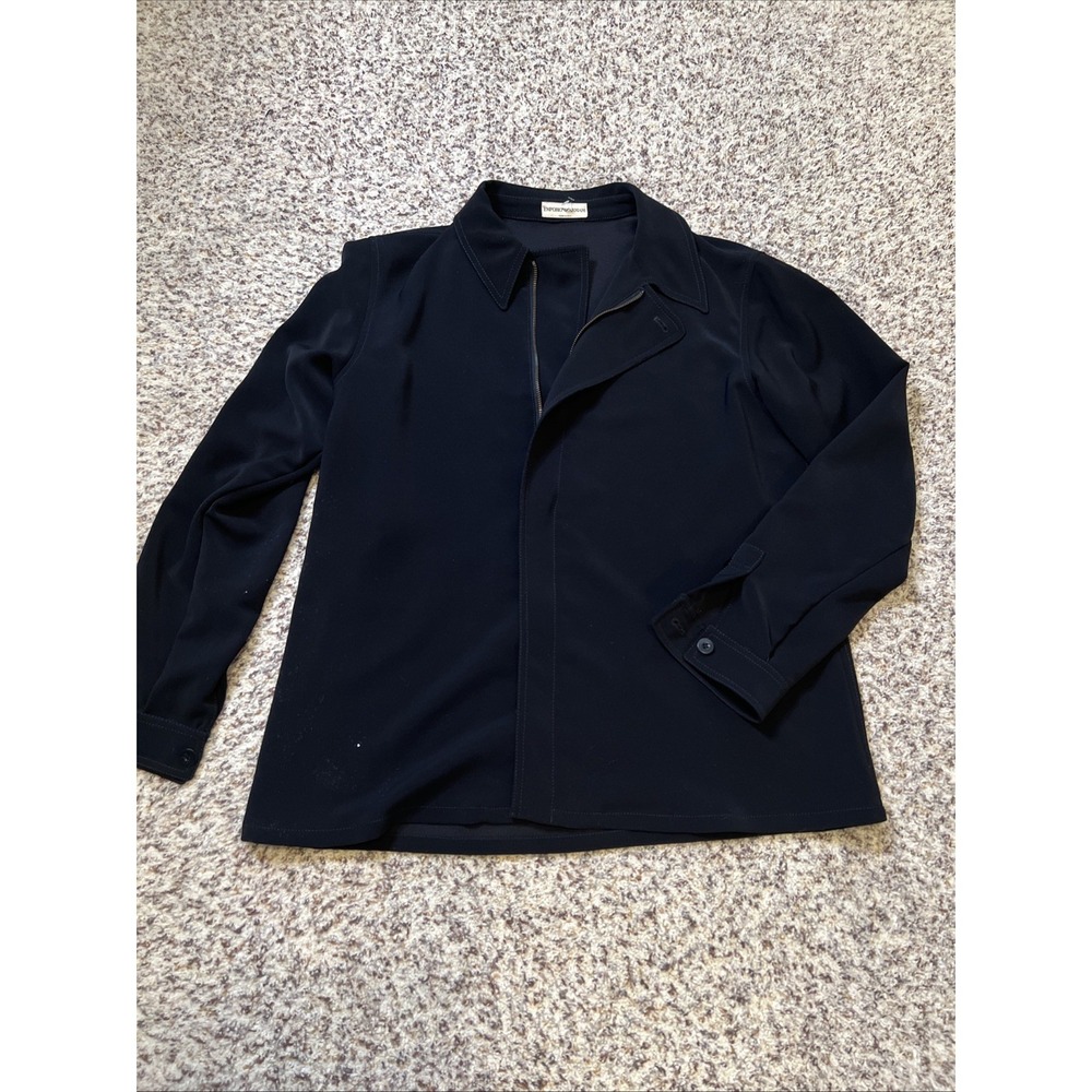 Emporio Armani Men Shirt/ Jacket Sz 48 Dark Navy Zip Up‎ Polyester Italy